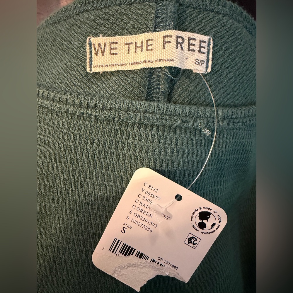NWT- Free People We The Free Teal Dark Green Long Sleeve Top - Picture 3 of 3